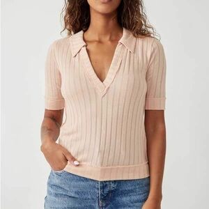 Free people we the free Krystal polo top peach size small